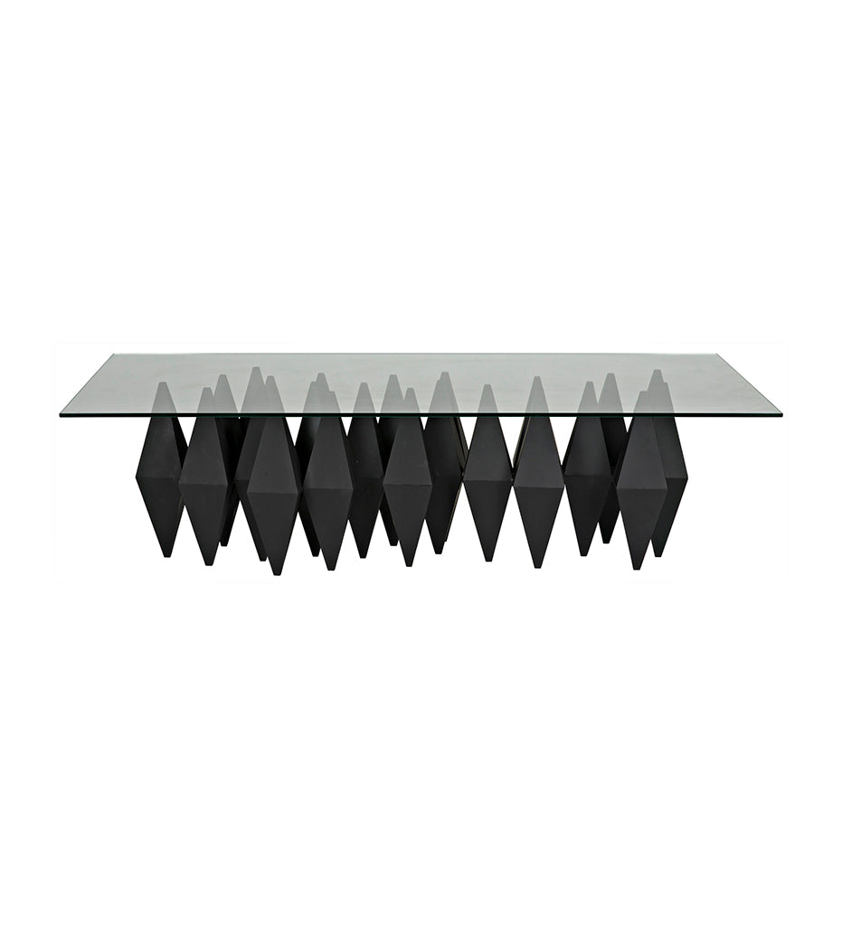 Noir, Bast Metal Coffee Table with Glass Top - Black Steel