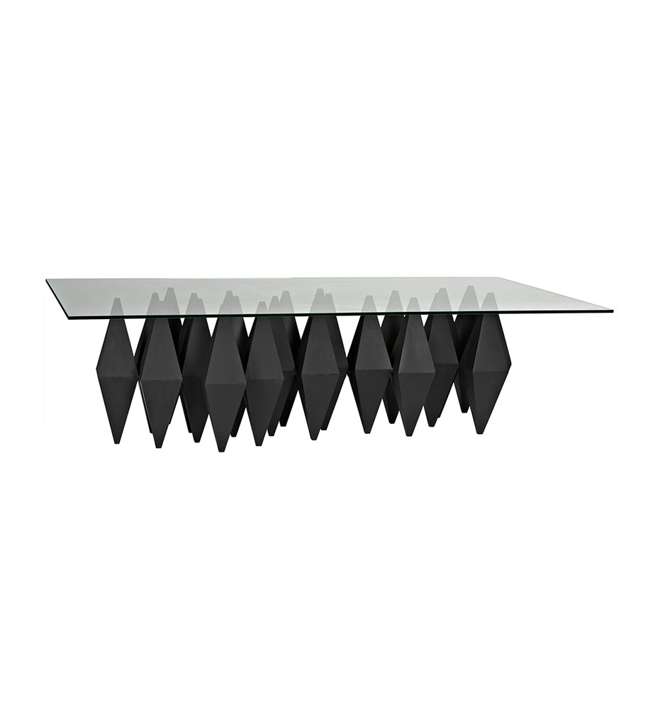 Noir, Bast Metal Coffee Table with Glass Top - Black Steel