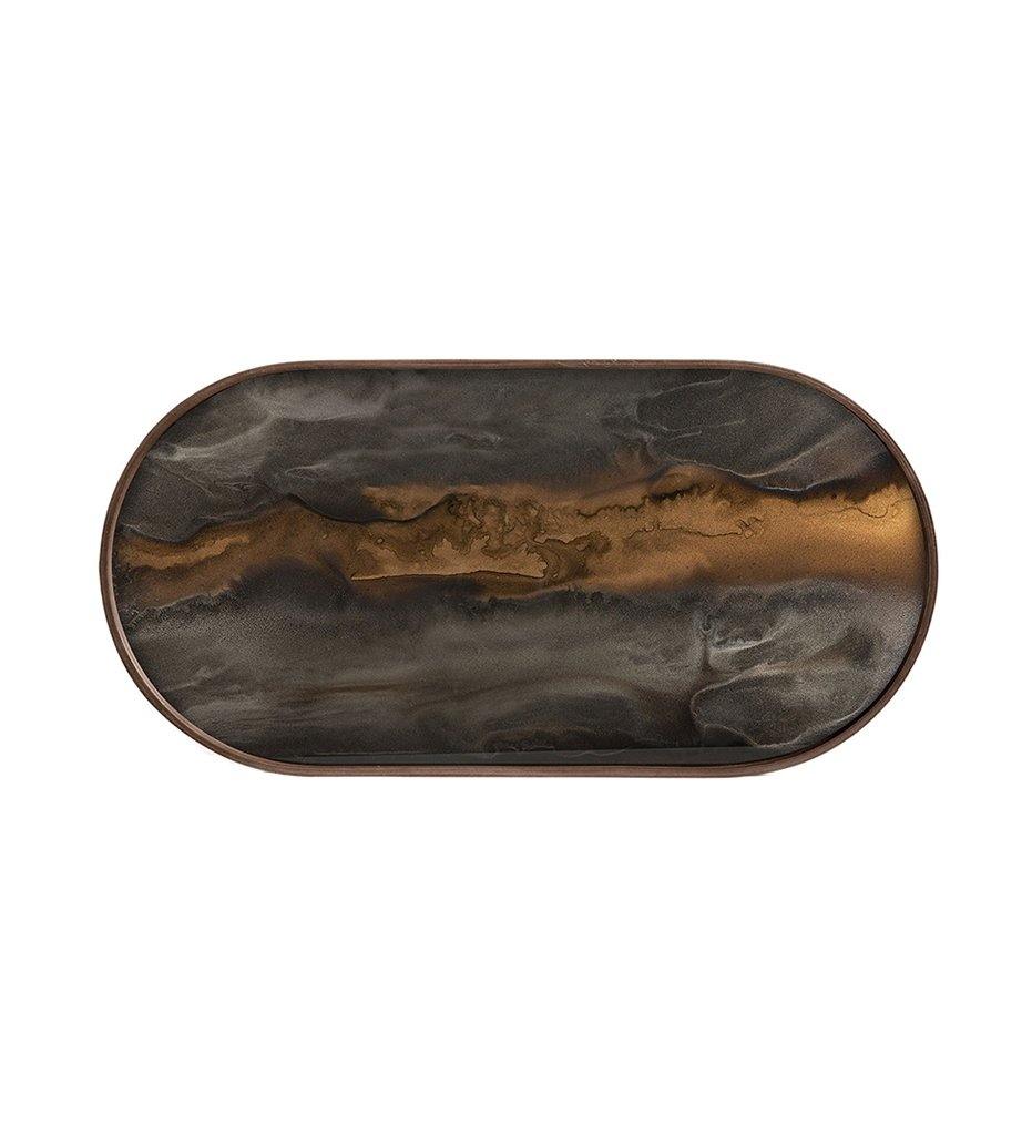 Ethnicraft, Bronze Organic Glass Tray - Oblong - M