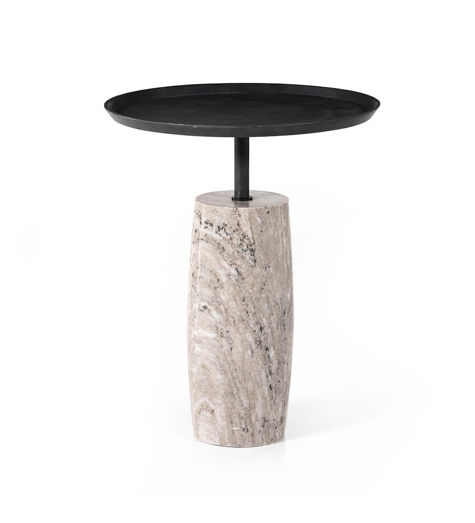 Four Hands, Cronos End Table - Polished White Marble