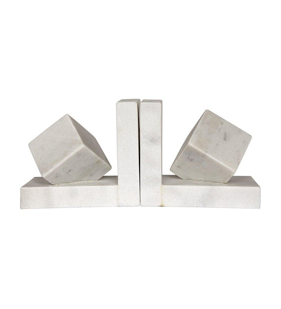 Noir, Cube Bookends - White Stone