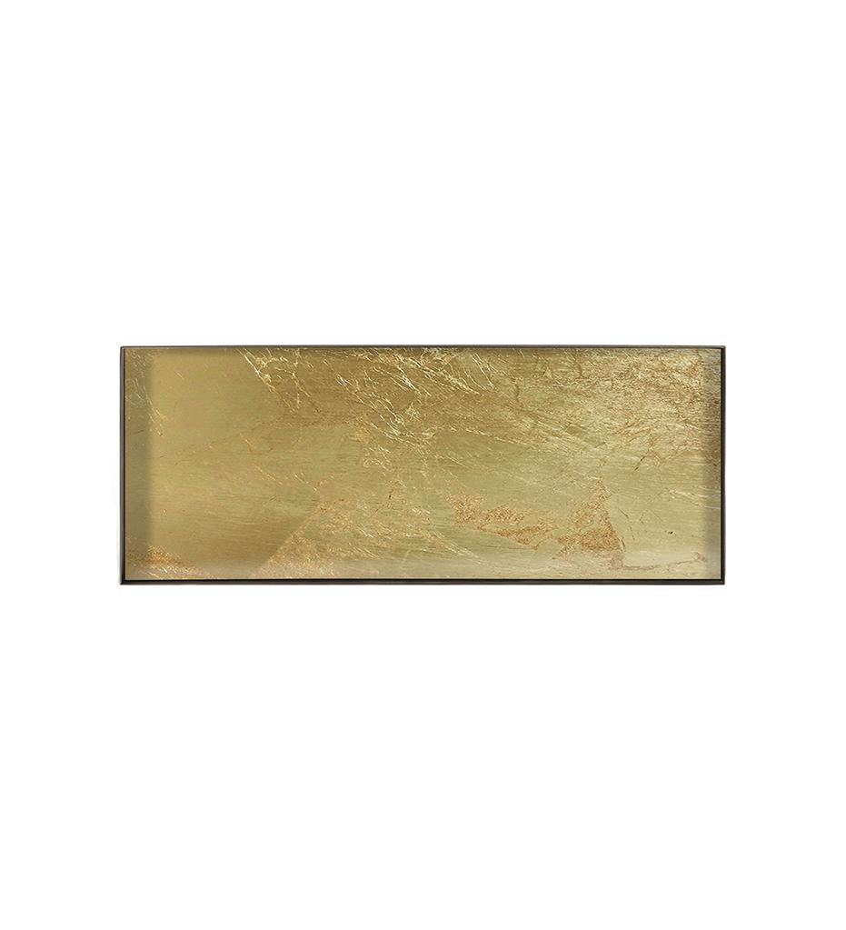 Ethnicraft, Gold Leaf Glass Valet Tray - Metal Rim - Rectangular - L