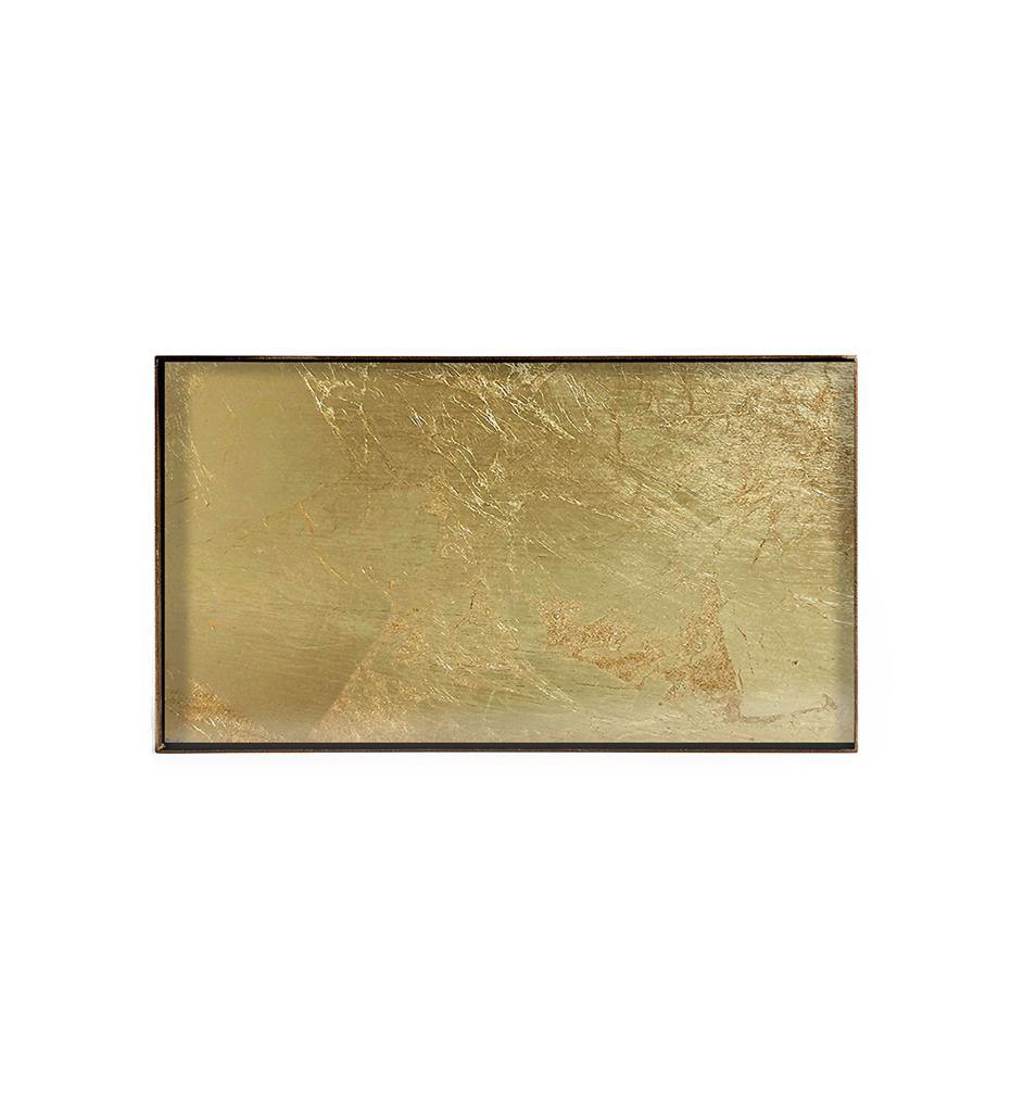 Ethnicraft, Gold Leaf Glass Valet Tray - Metal Rim - Rectangular - M