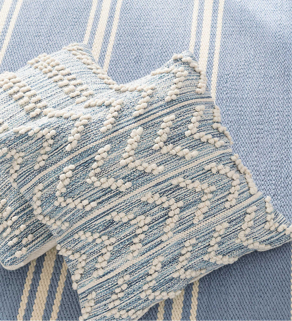 Pine Cone Hill, Hobnail Herringbone Blue Indoor/Outdoor Decorative Pillow