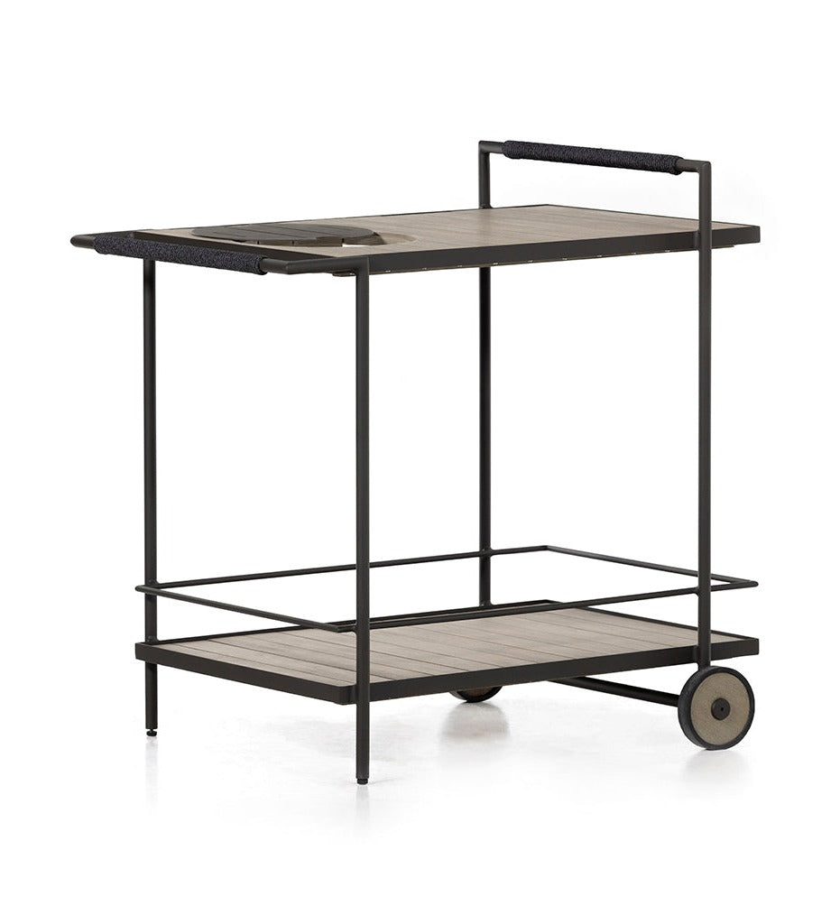 Four Hands, Loring Outdoor Bar Cart - Weathered Grey