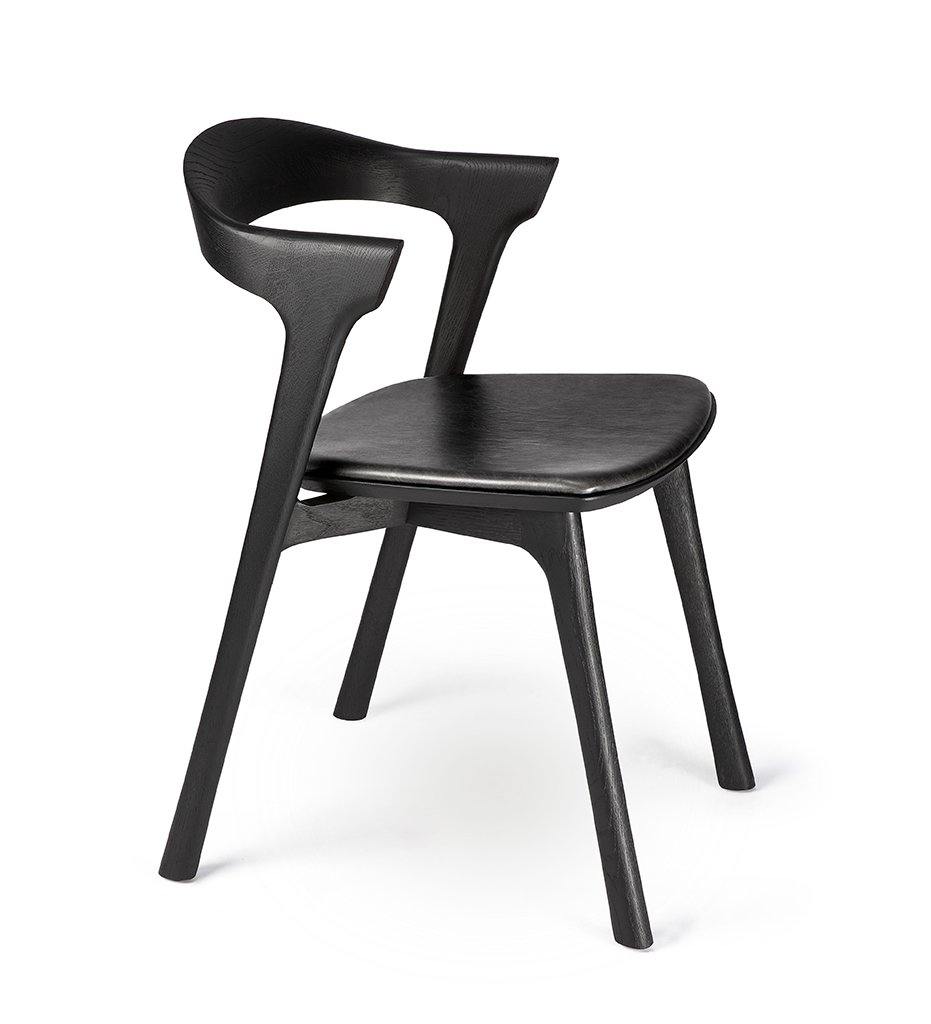 Ethnicraft, Oak Black Bok Dining Chair - Black Leather