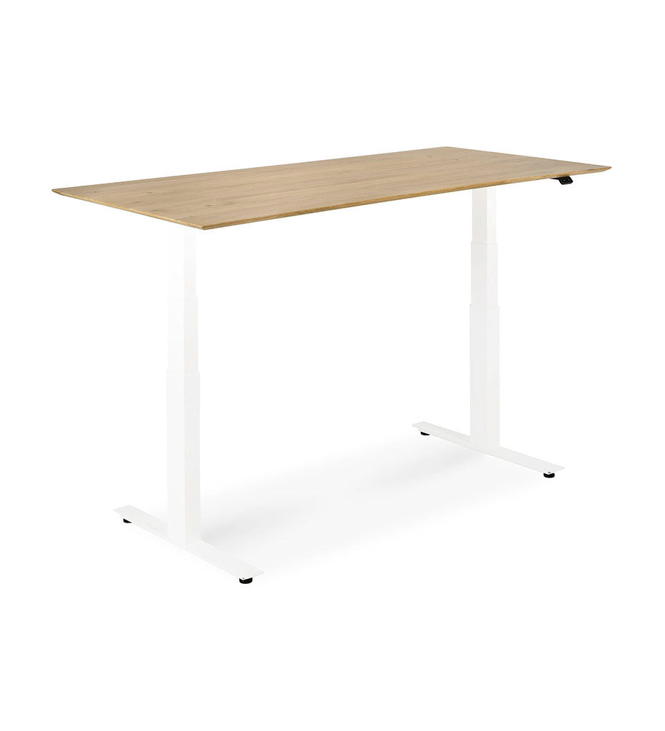 Ethnicraft, Oak Bok Adjustable Desk - White Frame