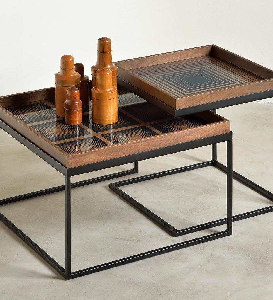 Ethnicraft, Square Tray Coffee Table Set