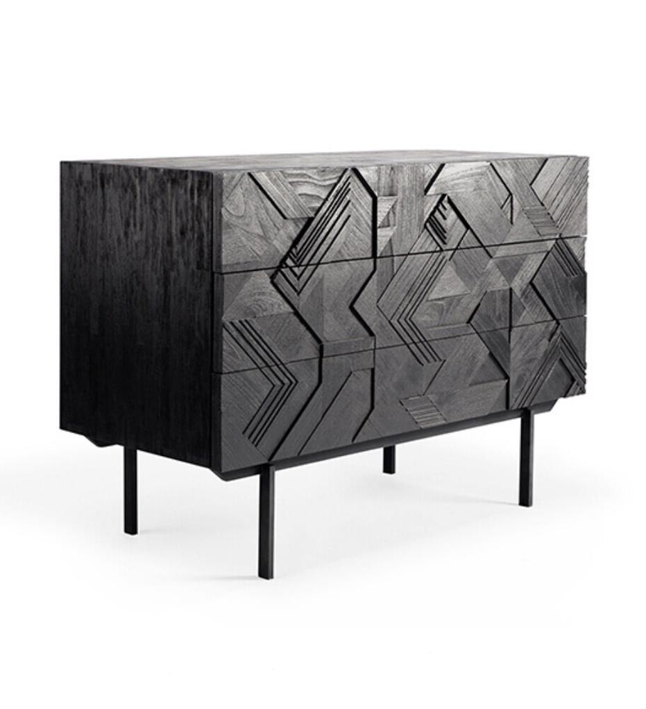 Ethnicraft, Teak Graphic Black Chest Of Drawers