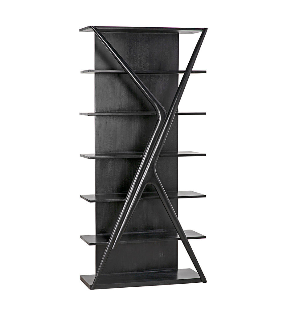 Noir, Vetra Bookcase - Hand Rubbed Black