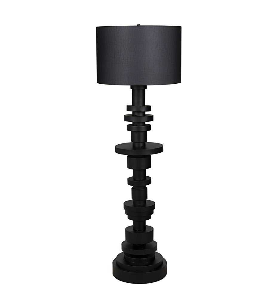 Noir, Wilton Floor Lamp with Shade - Black Steel