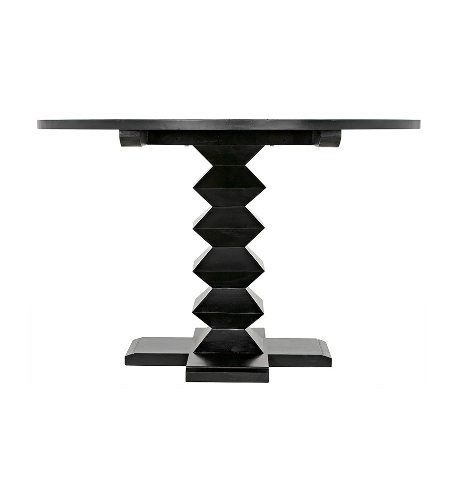 Noir, Zig-Zag Dining Table - 48" Diameter - Hand Rubbed Black