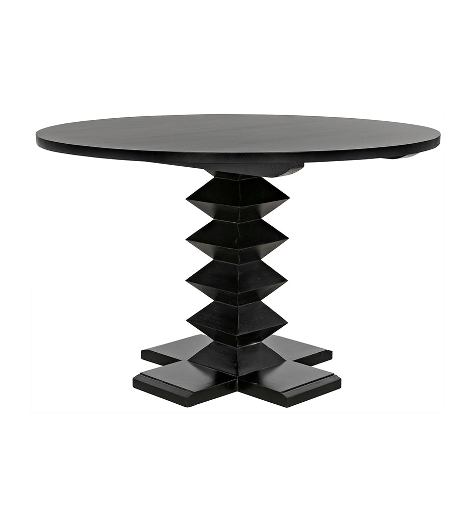 Noir, Zig-Zag Dining Table - 48" Diameter - Hand Rubbed Black