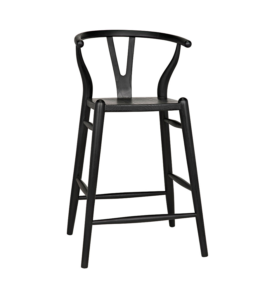 Noir, Zola Counter Stool - Charcoal Black